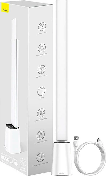 Prenosna zložljiva namizna svetilka, Baseus DGZG-02, polnilna, bela