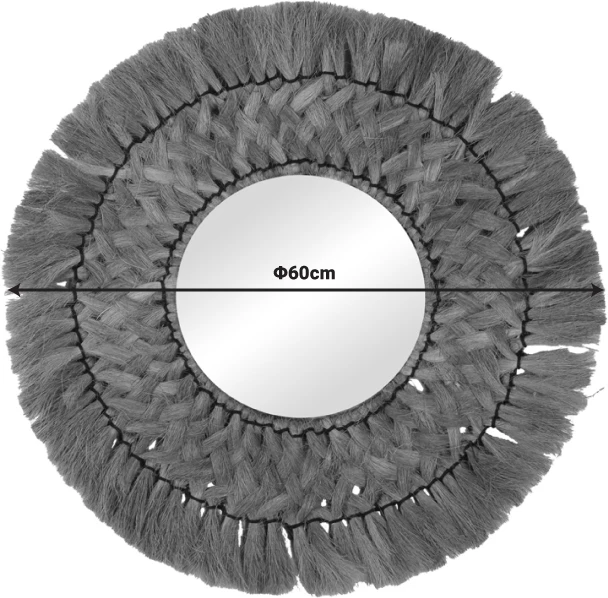 Okroglo ogledalo iz slame Ailan Inart, naravna barva, D60x8 cm