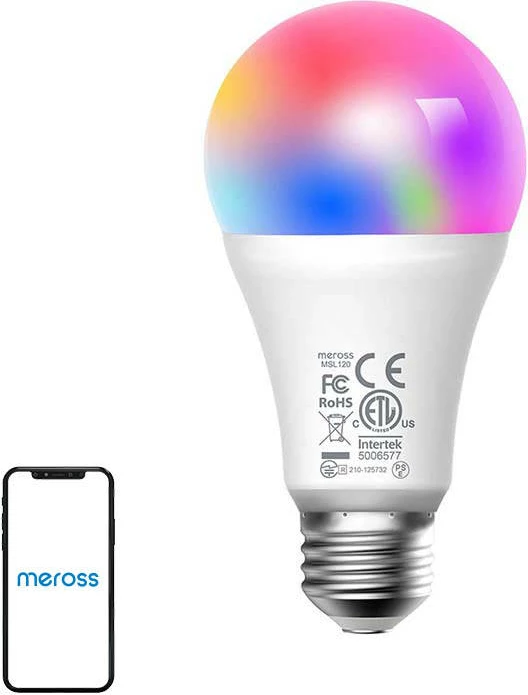Pametna LED žarnica E27, RGBW, Wi‑Fi, 810 lm, Meross MSL120, za pametni dom