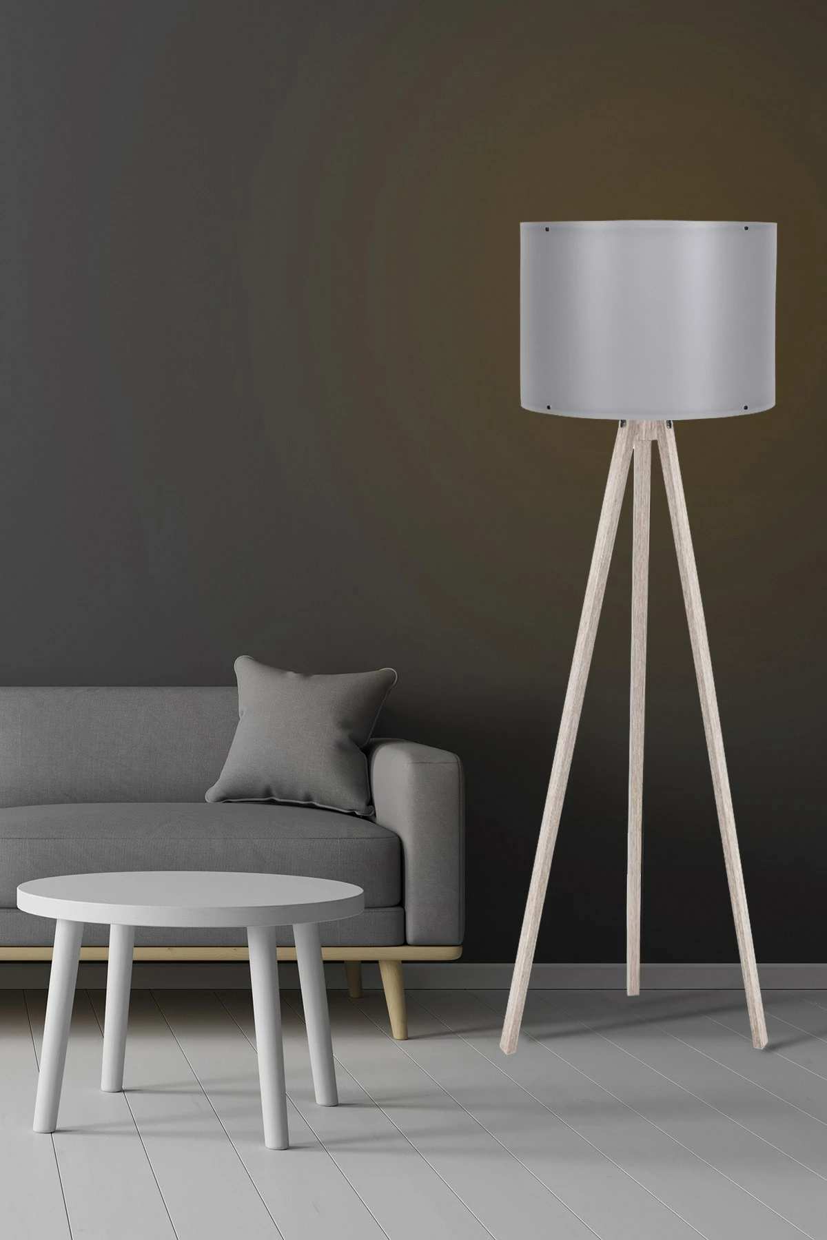 Stojalka za talno luč, krem in siva, Opviq, 145 cm