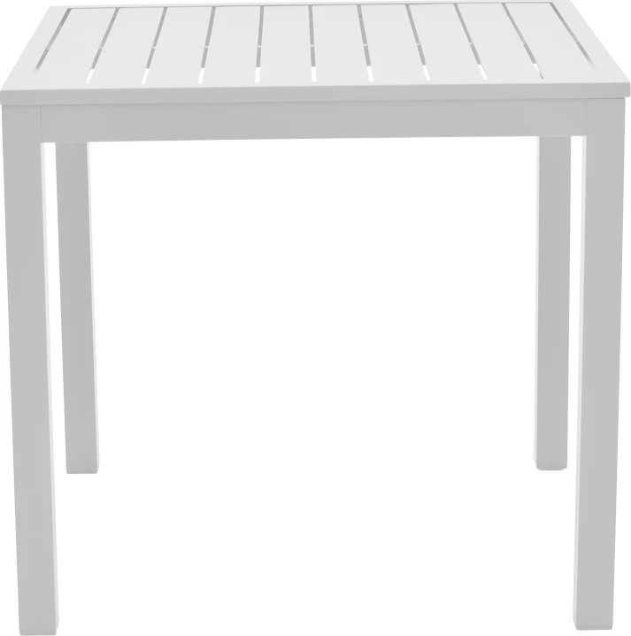 Set mize s stoli Savor-Kliton, aluminij bel in naravni ratan, 80x80x74 cm, 5 kosov