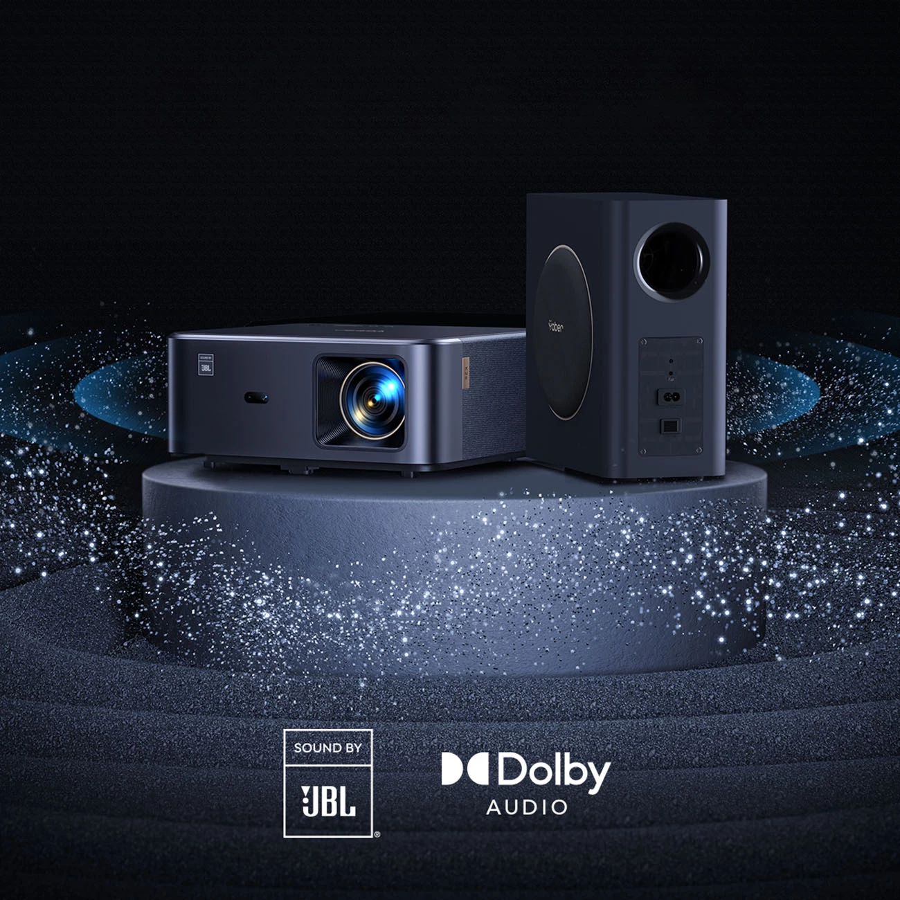 Multimedijski projektor Yaber K2s Pro, FullHD 1080p, JBL zvočniki in subwoofer, Android TV, črn