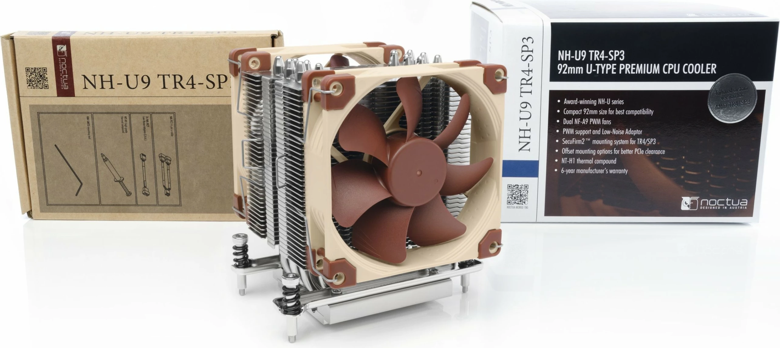 Hladilnik procesorja NOCTUA NH-U9 TR4-SP3, 2 ventilatorja, baker/aluminij, PWM, 92 mm