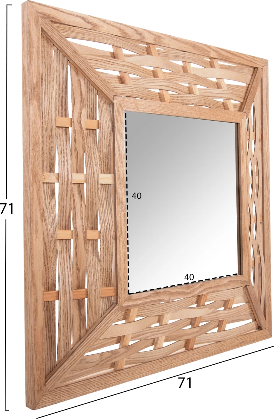 Stensko ogledalo kvadratno FH4226 bambus v barvi hrasta 71x7x71 cm