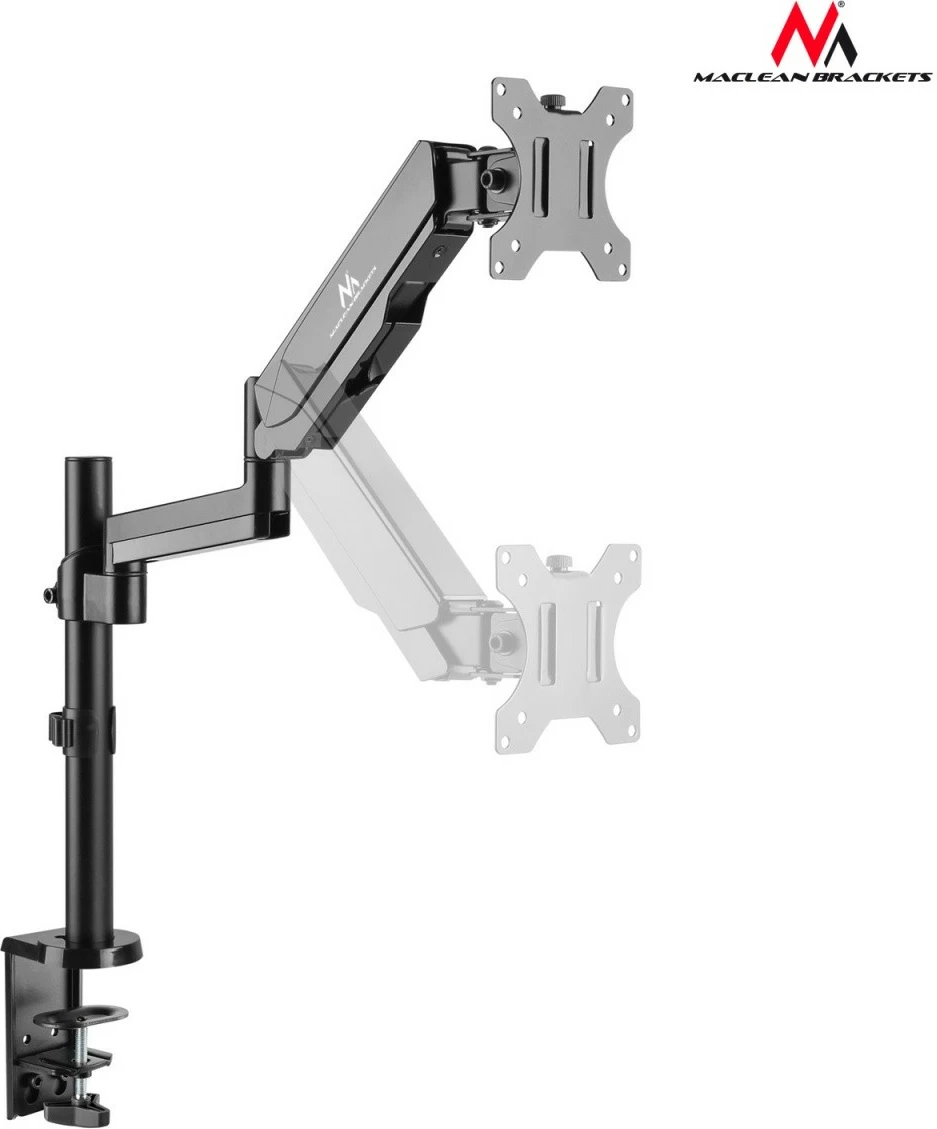 Monitorni nosilec z nastavljivo plinsko roko Maclean MC-775, 17-32\", črn
