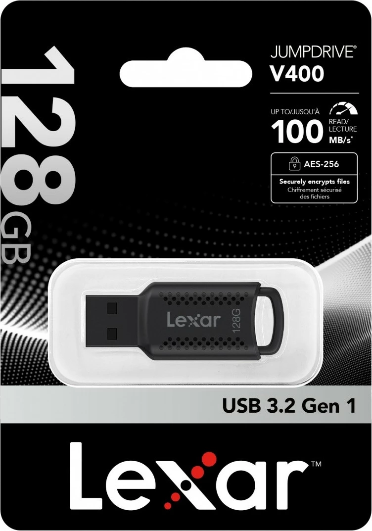 USB ključ 128 GB Lexar JumpDrive V400, USB 3.0, črn