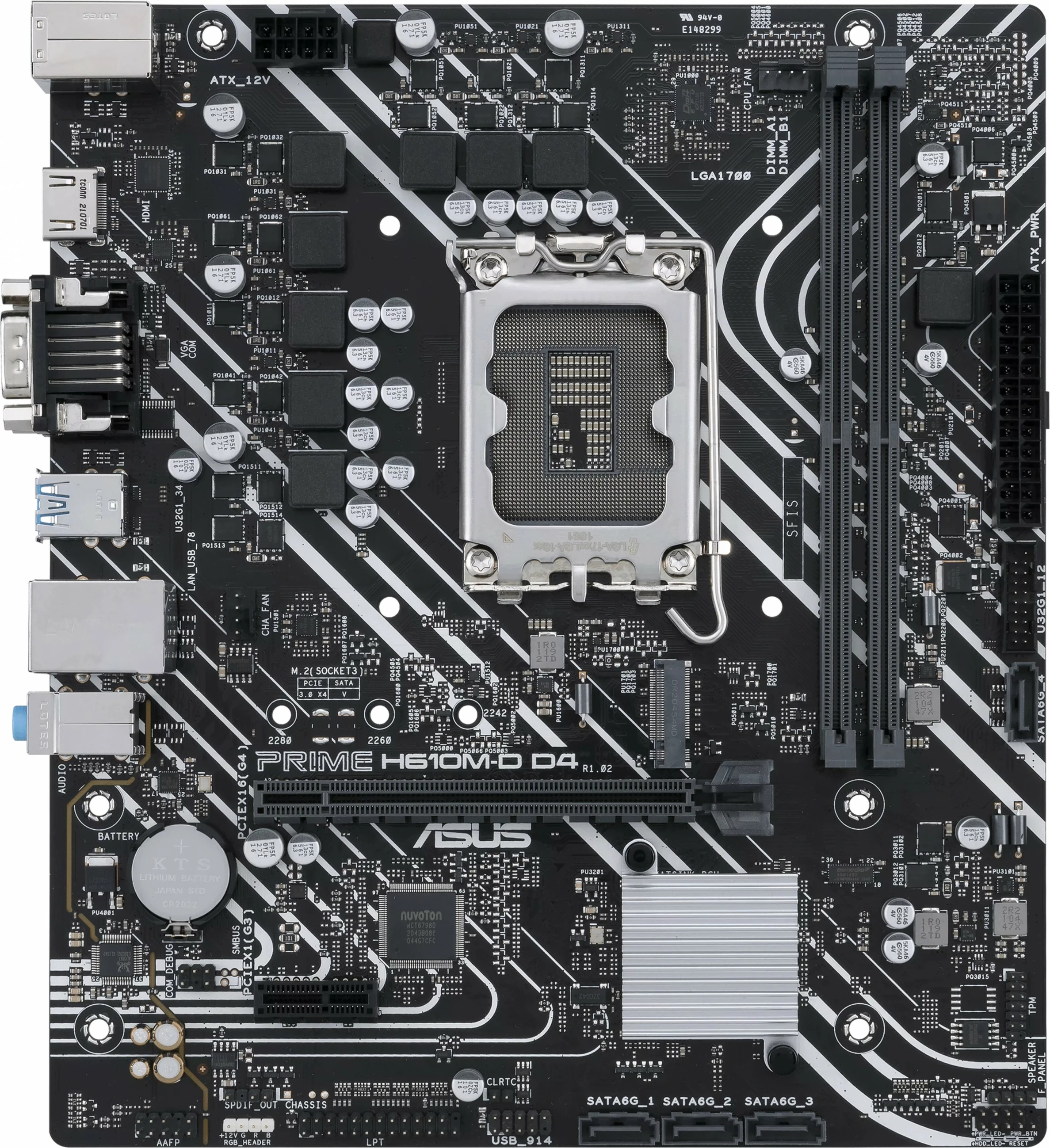 Matična plošča ASUS PRIME H610M-D D4, LGA 1700, DDR4, micro ATX, črna