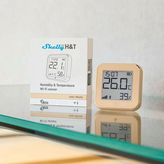 Senzor temperature in vlage Shelly H&T Gen. 3, WLAN BT USB-C, mocha