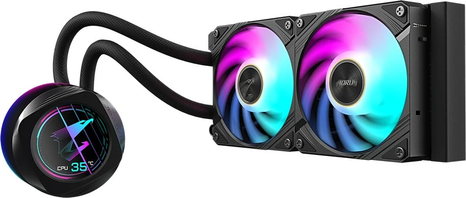 Tekočinski hladilnik za procesor AORUS WATERFORCE X II 240, 2x120mm ARGB, LCD, črn