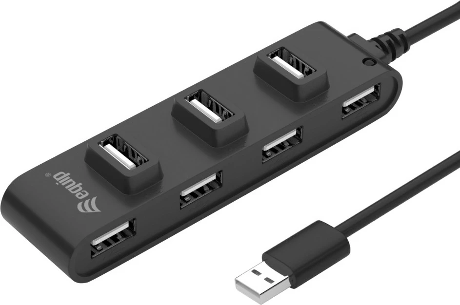 USB razdelilec 7-portni USB 2.0, 480 Mbit/s, črn — Equip