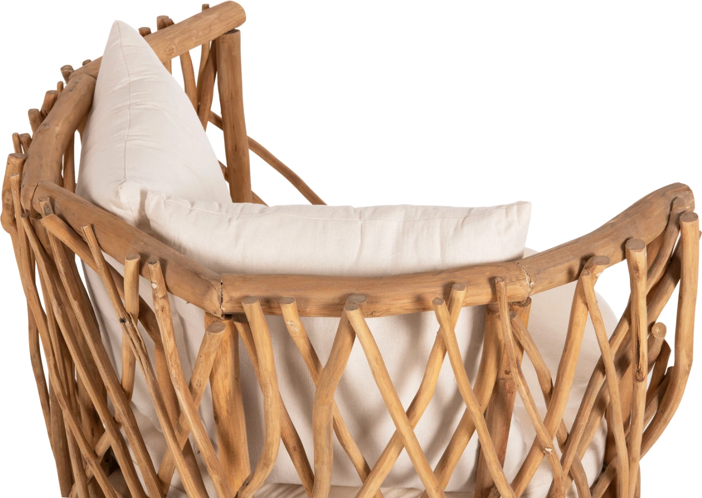 Fotelj KAAN FH5994 iz vej TEAK v naravni barvi z belimi blazinami 95x89x80H cm