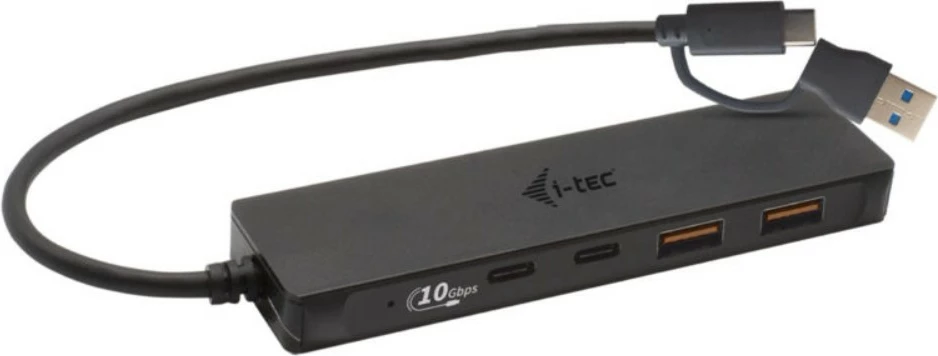 USB razdelilec i-tec C31HUBMETAL2A2C, 2x USB 3.0, 2x USB-C, 10 Gbps, kovinski, črn