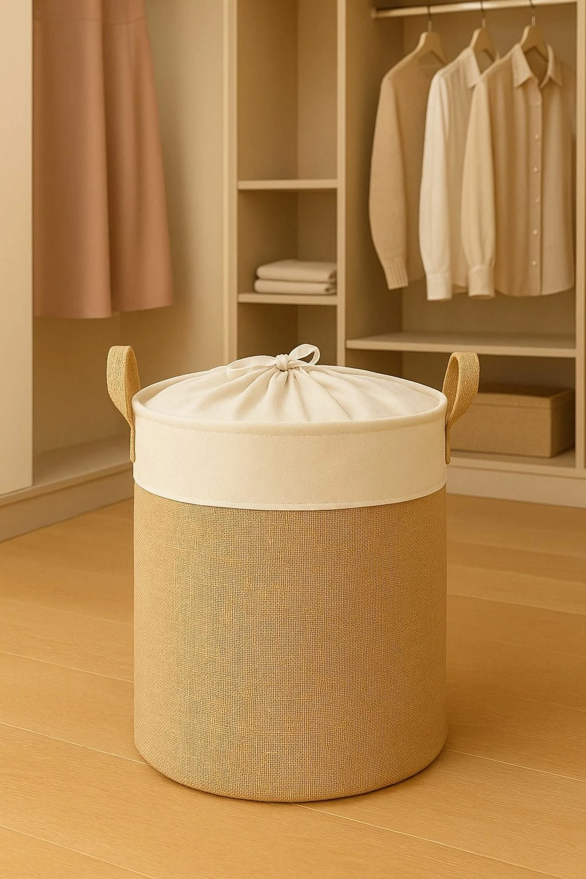 Košara iz filca, Evila Originals, YLC.B.G.S.034, bela in krem, 37x37x37 cm