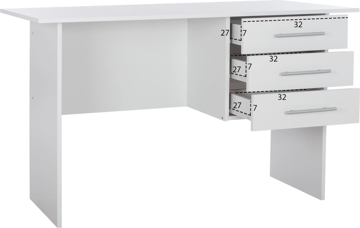 Pisalna miza iz melamina ENSLEY FH2029.05 s 3 predali bela 120x60x76 cm