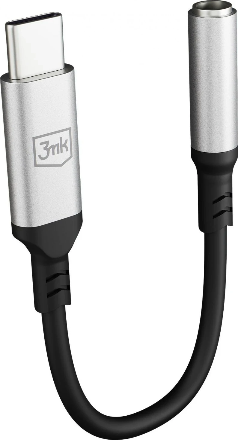 Adapter USB-C v miniJack 3MK, srebrno-črn