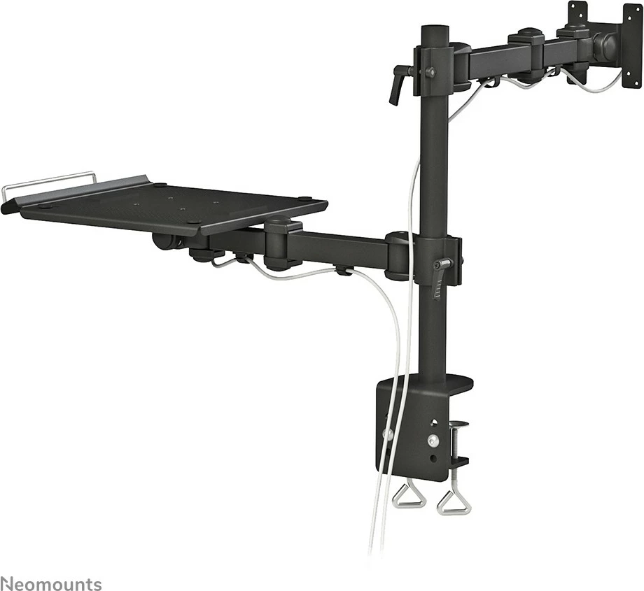 Namizno držalo za monitor in prenosnik Neomounts Newstar FPMA-D960NOTEBOOK, za monitor 10–27 in. in prenosnik, s sponko, črno