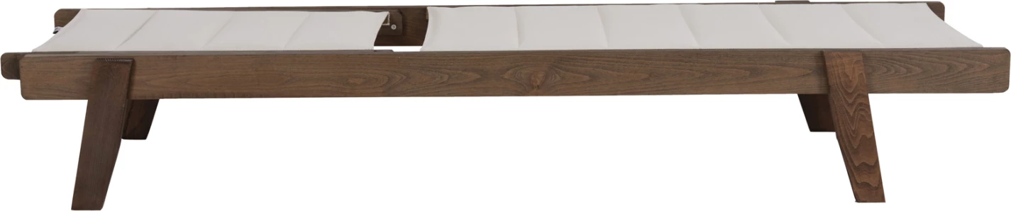 Profesionalni ležalnik za plažo MILOS FH10685.01 iz bukovega lesa v barvi oreha z blazino iz tkanine ecru 204x65x92,5H cm