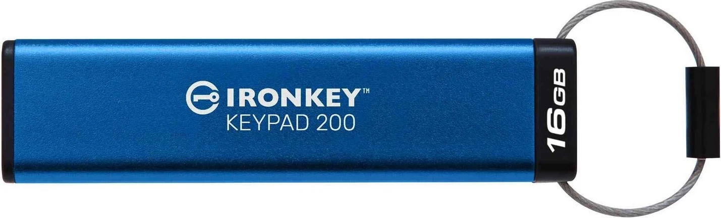 Varnostni USB z vtipkovnico Kingston IronKey, 16 GB, moder