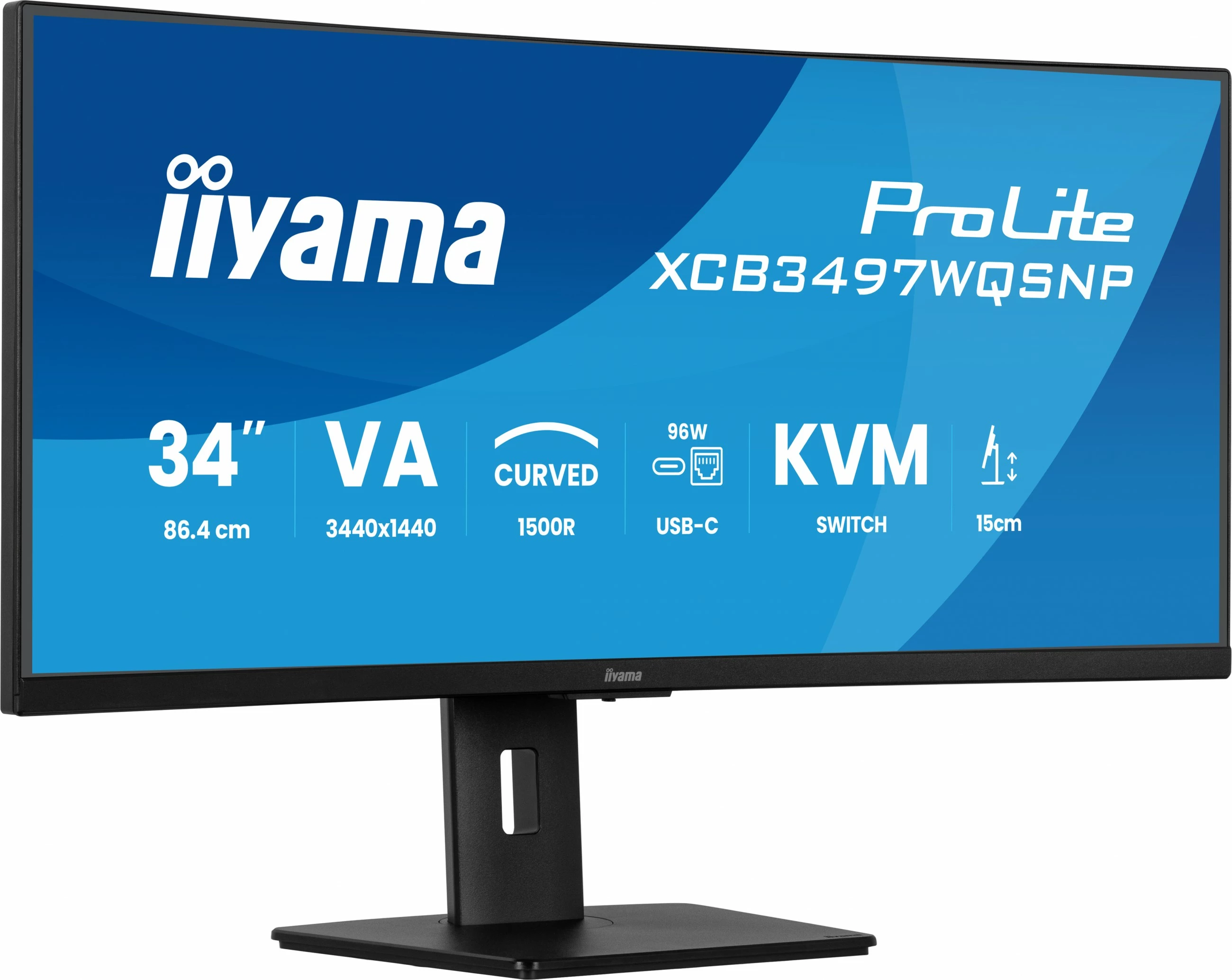 Ukrivljen 34" UltraWide Quad HD monitor iiyama ProLite XCB3497WQSNP-B1, LED, črn