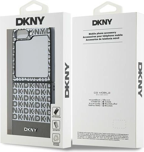 Ovitek za Samsung Galaxy Z Flip 6, DKNY Repeat Pattern Bottom Stripe, rjav