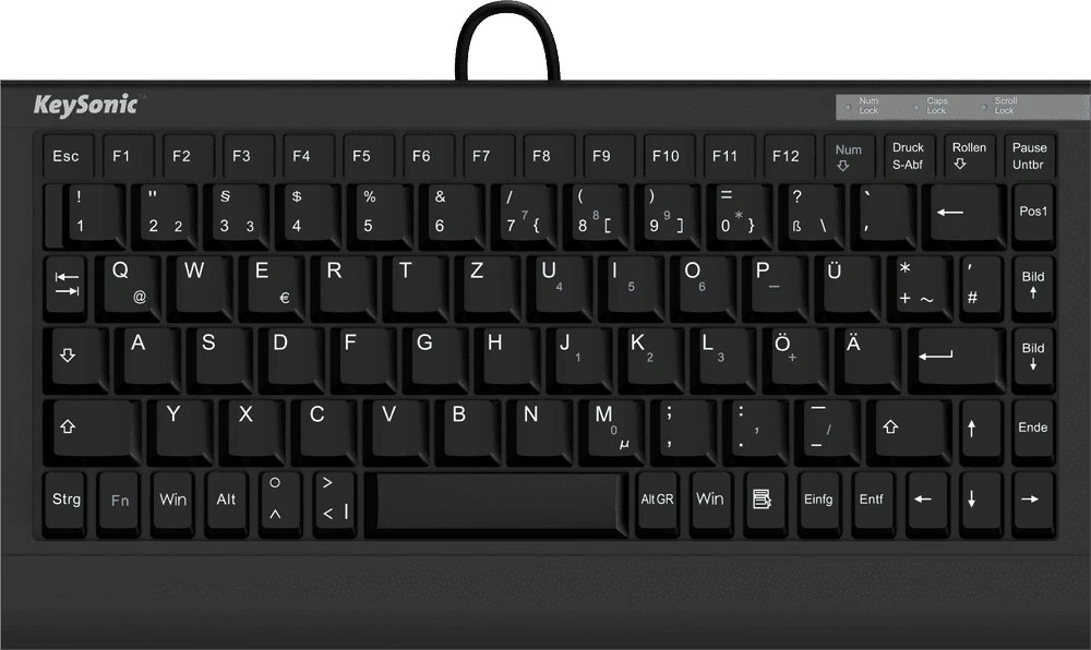 Mini kompaktna tipkovnica QWERTZ KeySonic ACK-595C+, USB, črna