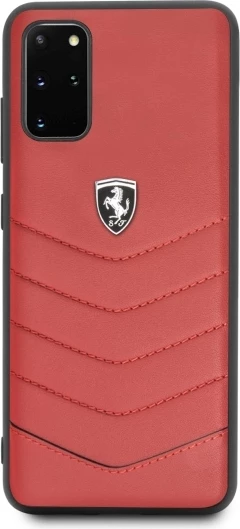 Zaščitna prevleka iz pravega usnja Ferrari Heritage FEHQUHCS67RE za Samsung Galaxy S20+, rdeča
