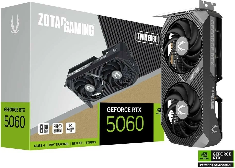 Grafična kartica ZOTAC GeForce RTX 5060 Twin Edge ZT-B50600E-10M, 8 GB GDDR7 128-bit, PCIe 5.0 x8, 3xDP/HDMI