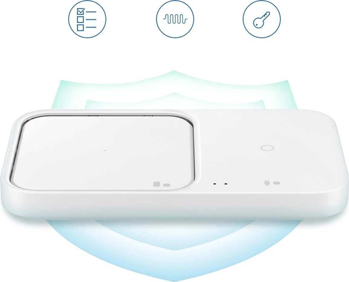 Brezžični polnilec Duo, Samsung Wireless Charger Duo EP-P5400TWEGEU, 15 W, z USB-C kablom, bel, komplet
