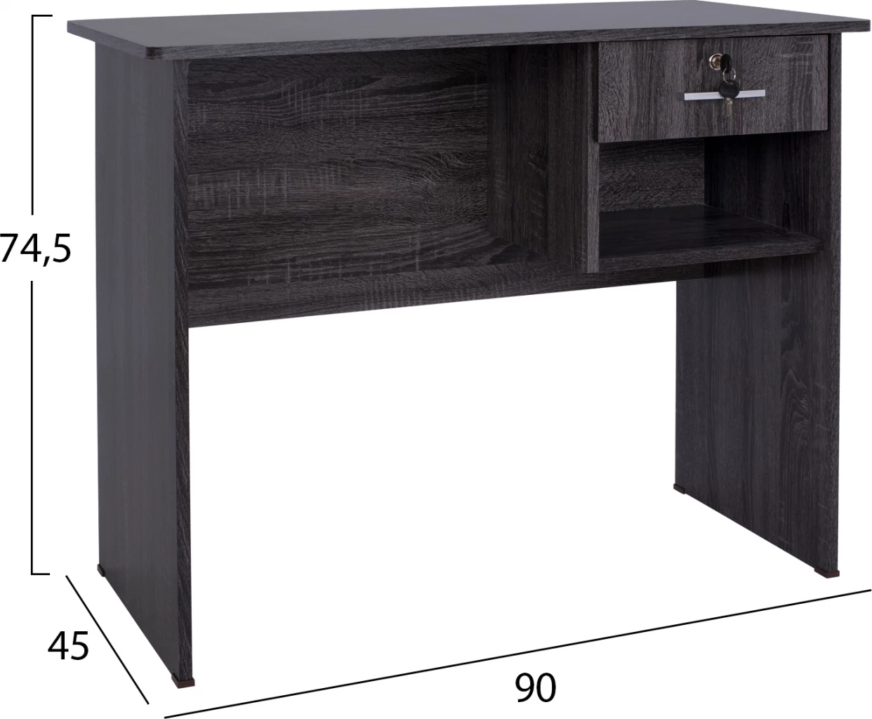 Pisarniški melamin s predalom FH2283.01 v sivi barvi 90x45x74,5