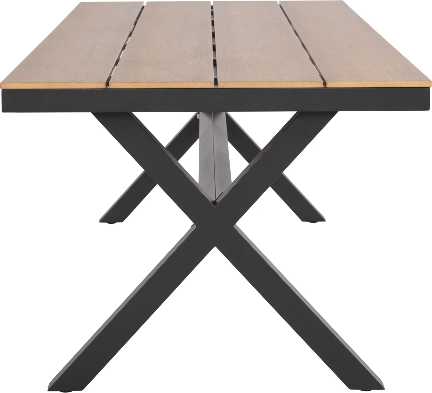 Aluminijasta pravokotna miza TAWNEE FH6039.01 antracit-poliles v naravni les 219,5x89,5x73cm
