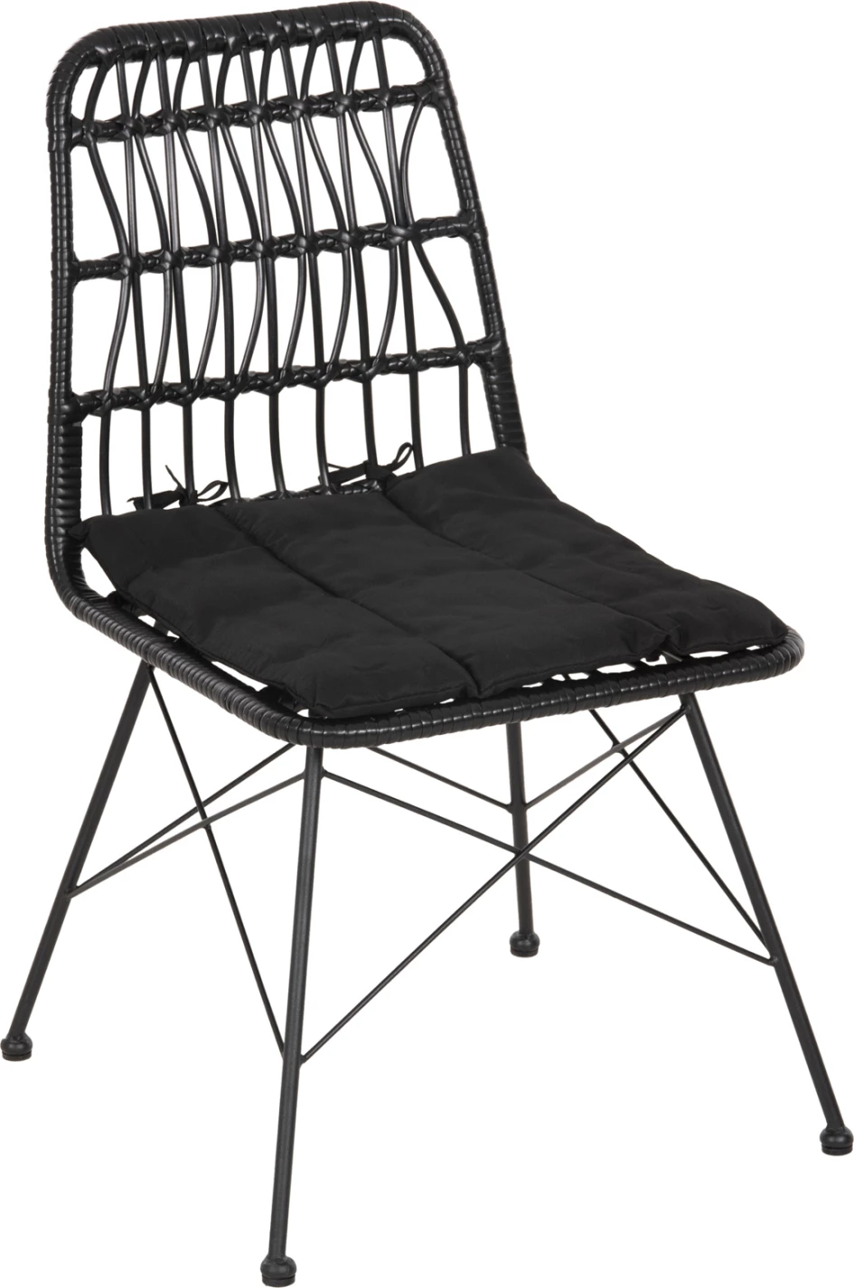 Vrtni stol ALLEGRA FH5453.12 kovina-blazina-pletenina v črni barvi 52x52x83.5Hcm