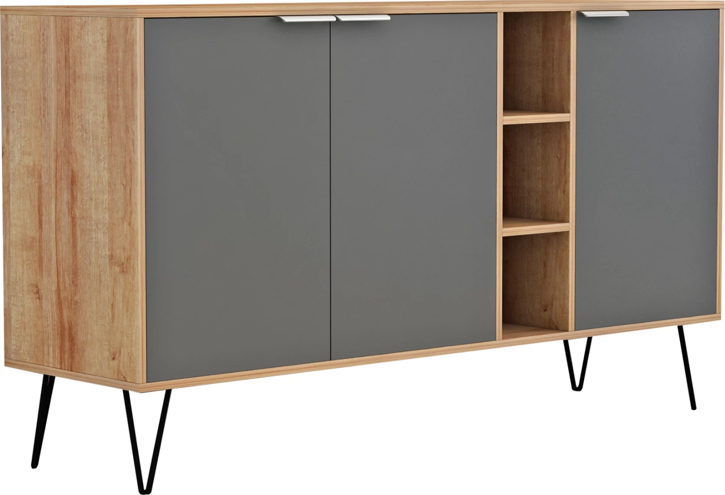 Predalnik CABRON FH8874.11 melamin v naravni-antracitni barvi in črne kovinske noge 142x40x83H cm