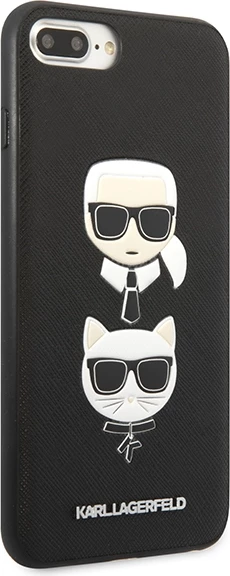Ovitek za iPhone 7 Plus / iPhone 8 Plus, Karl Lagerfeld Saffiano Karl&Choupette Head, črn