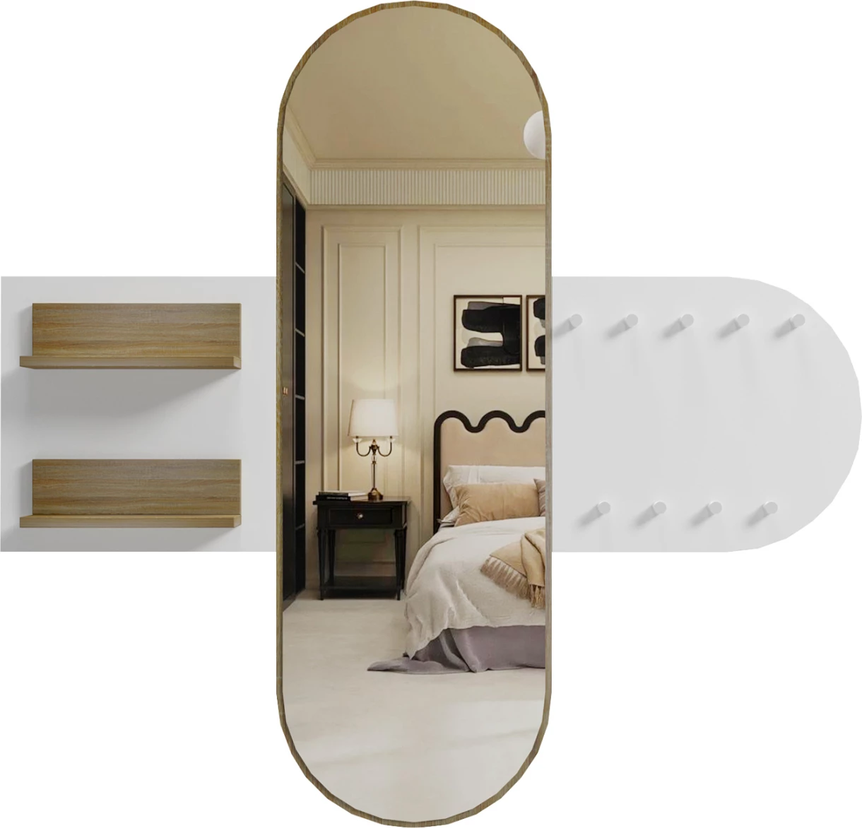 Pohištvo za vhod z ogledalom CHERYL ΗΜ9049.12 melamin belo-sonama 125x40x120Hcm