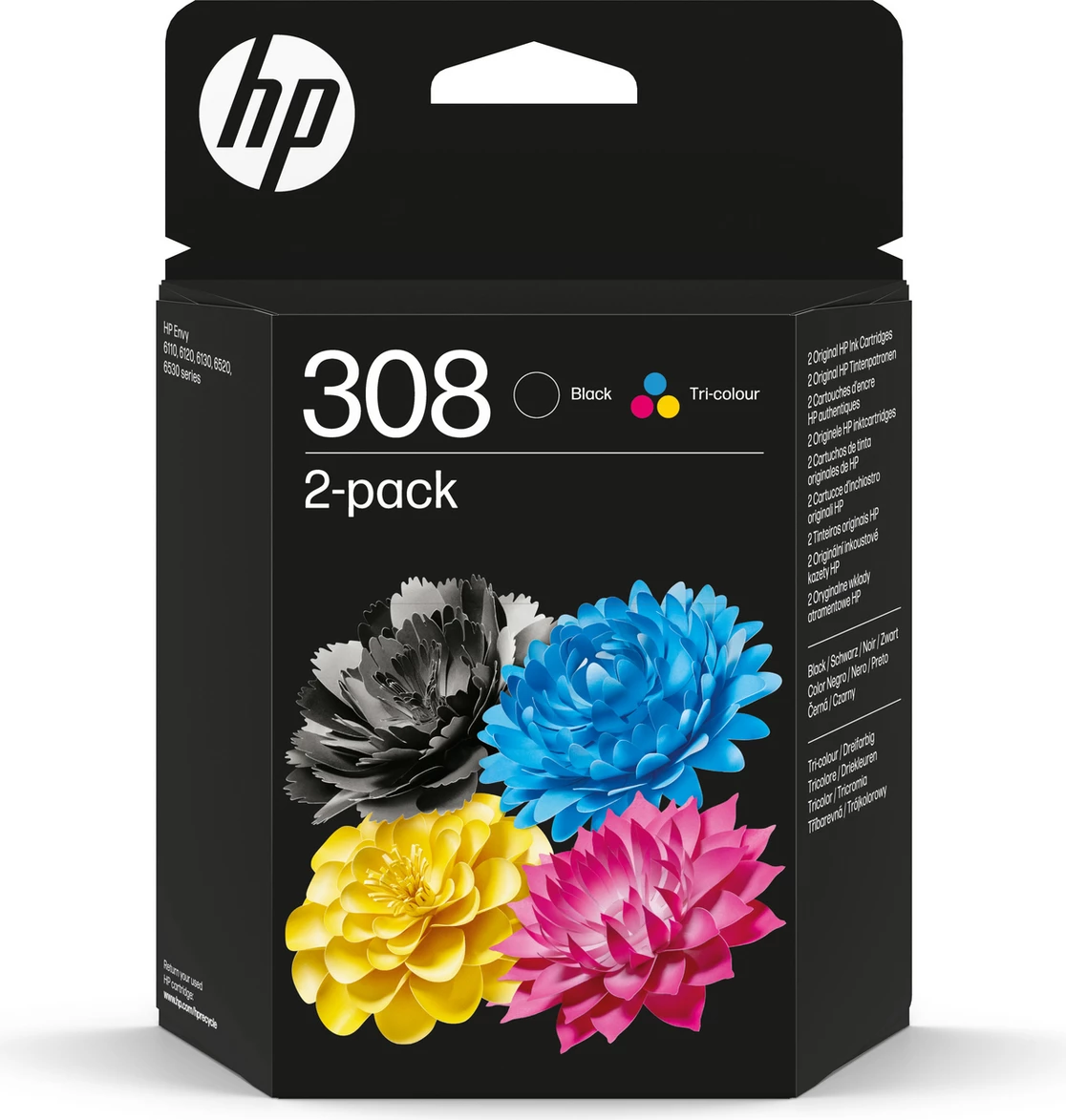 Kartuše črnila, HP 308 / 6L6S6UE, črna + barvna (C, M, Y), dvojni paket