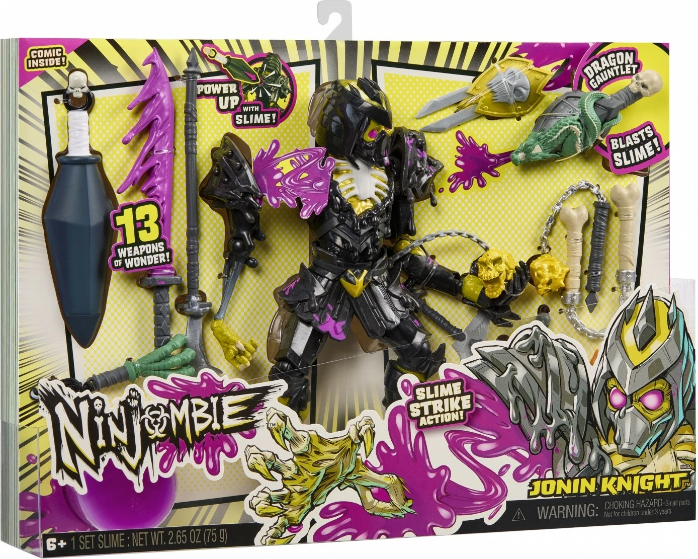 Akcijska figura Ninjombie Jonin Knight, MGA, 121992-EUC, z gibljivimi okončinami, 13 dodatki in sluz, 6+ let