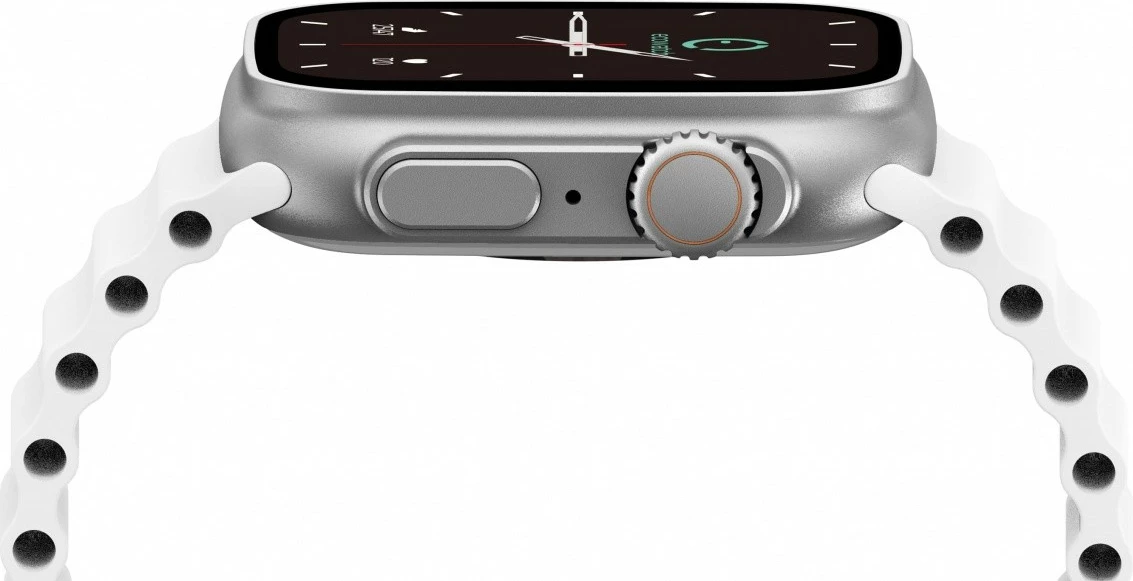 Pametna ura EcoWatch EW02, 1,91-palčni, Bluetooth, srebrna z oranžnim paščkom, komplet z 2 paščkoma