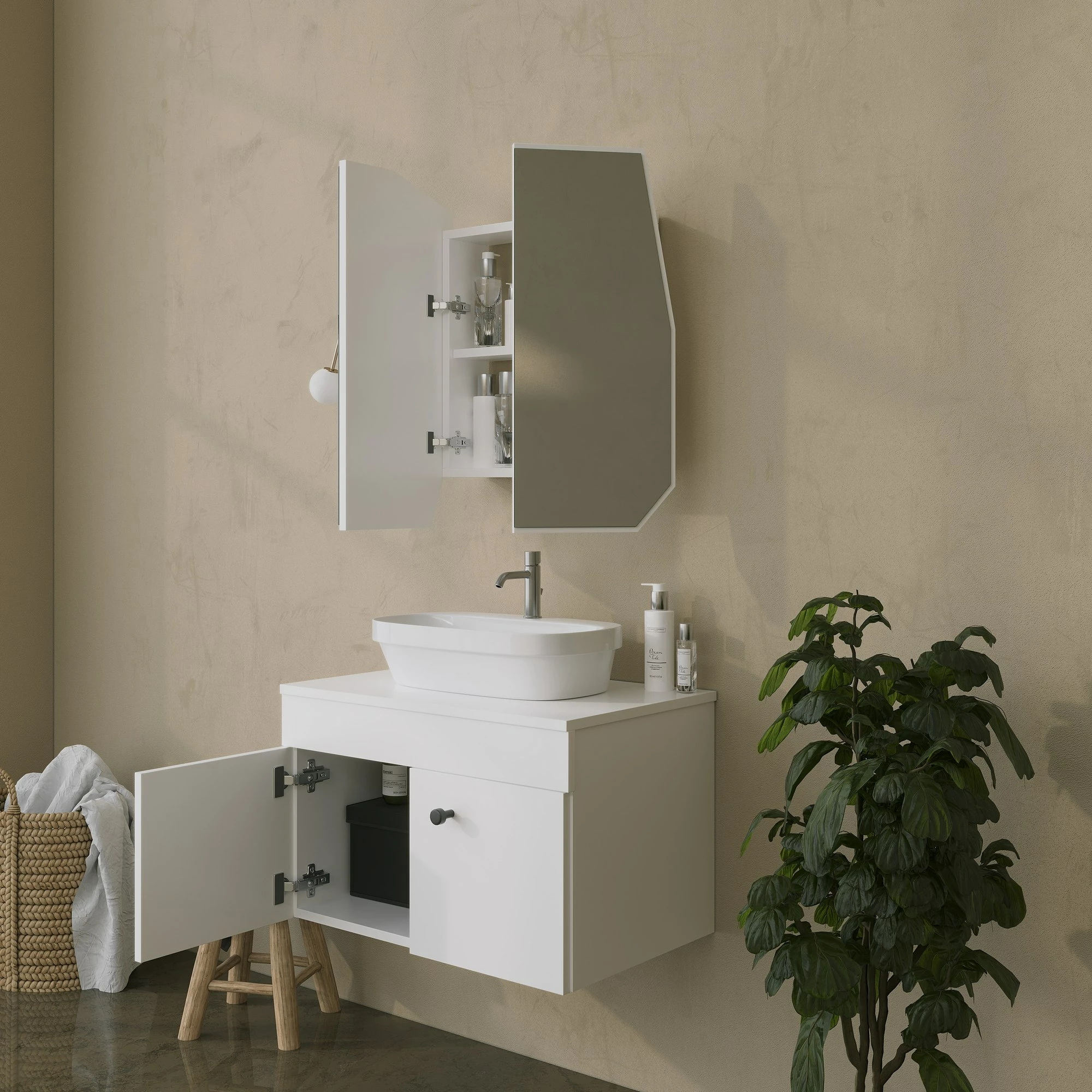 Kopalniška omarica Quartz, Hanah Home, bela