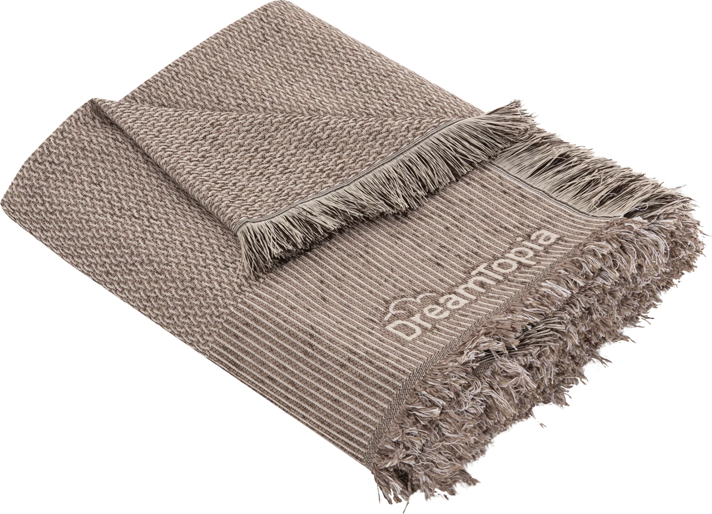 Prevleka za kavč z resicami DREAMTOPIA FH12162.10 v rjavi barvi 245X170cm