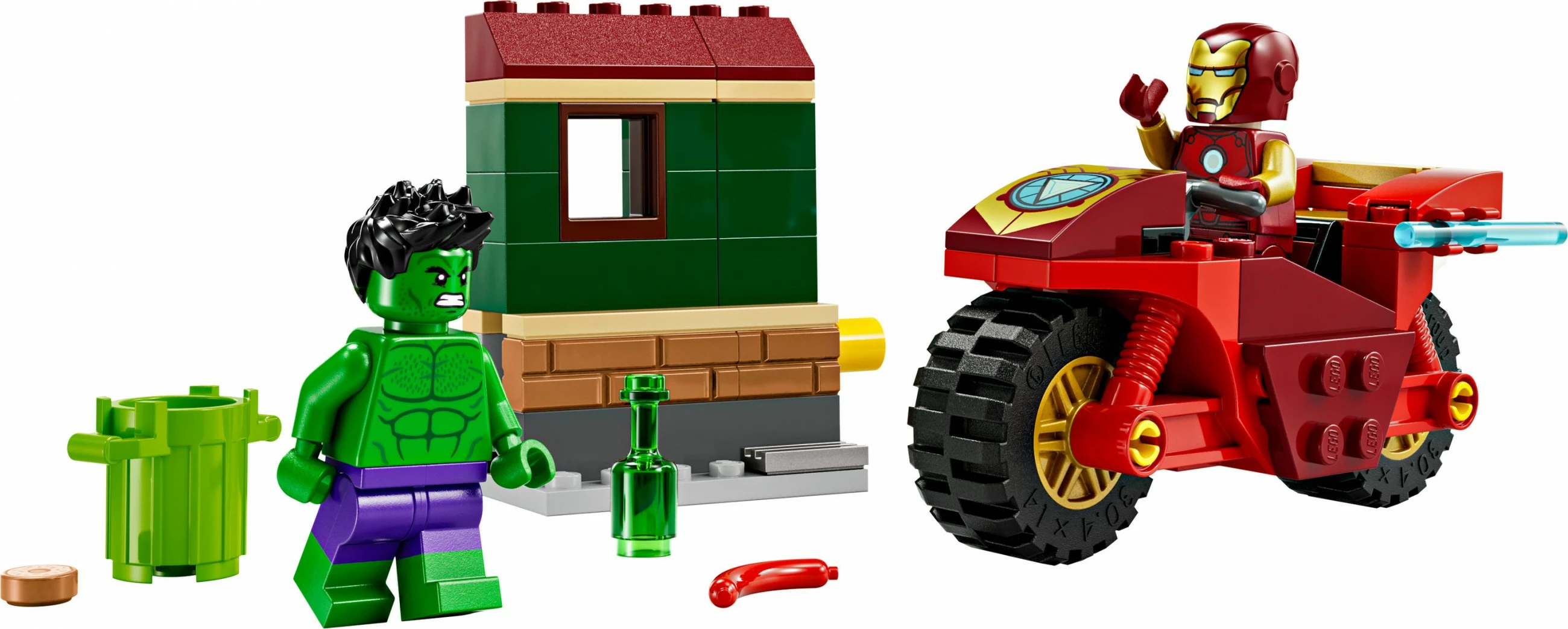 Gradbeni set LEGO Marvel z motorjem in Hulk, Iron Man 76287, večbarven