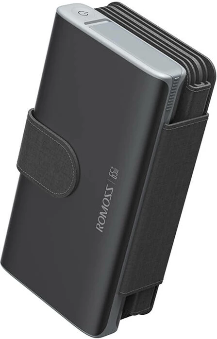 Powerbank 30000mAh, 65W, s sončnimi paneli, črn Romoss SPB30-171-2133H