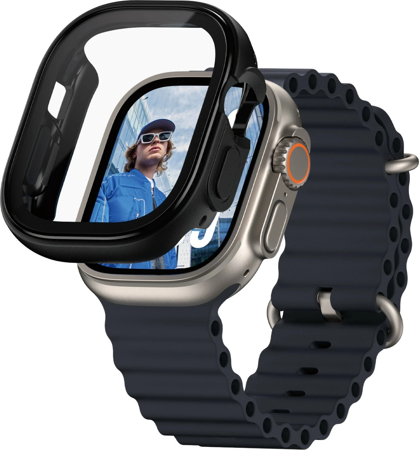 Zaščita zaslona za Apple Watch Ultra 2 PanzerGlass, full body, prozorna, črno ohišje