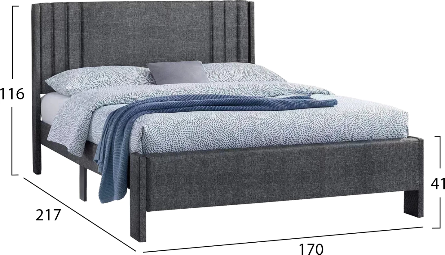 Dvojna postelja CREDENCE FH685.01 siva tkanina za vzmetnico 160x200 cm