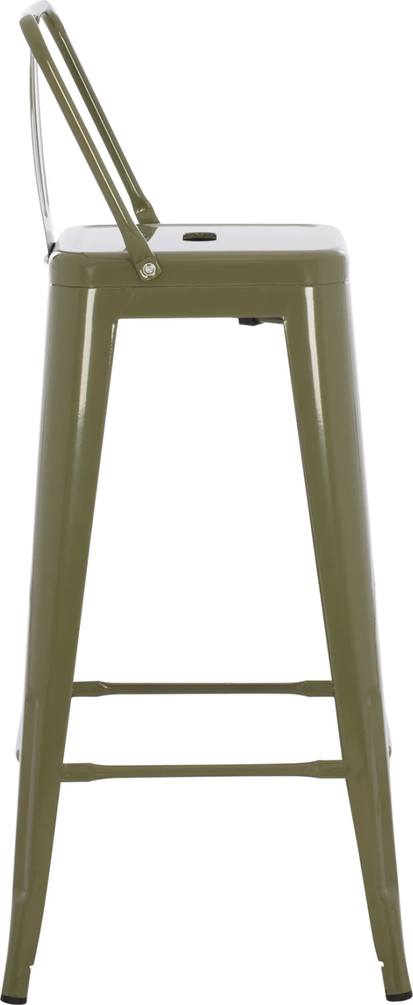 Kovinski barski stol MELITA z naslonom v temno olivno zeleni barvi FH8643.03 43x43x100 cm