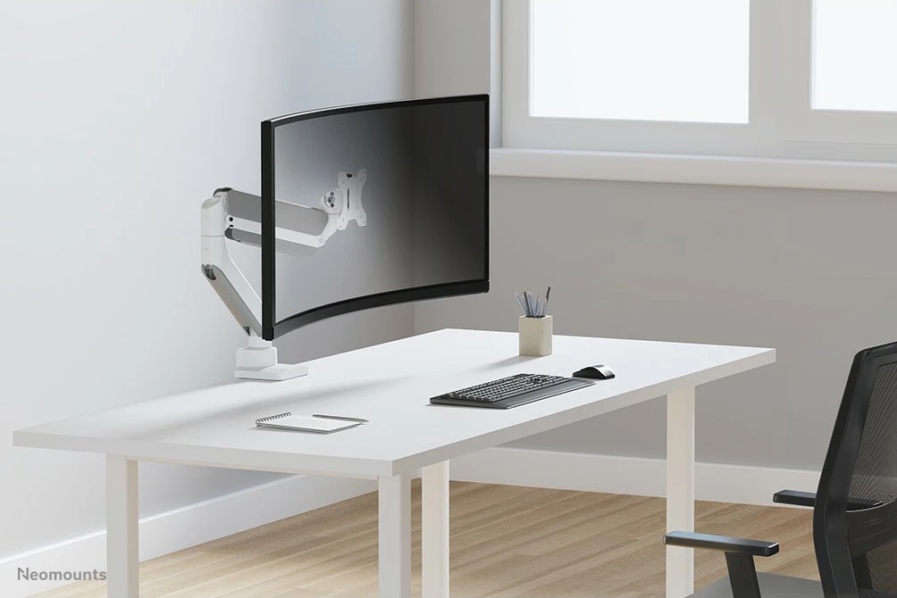 Nosilec za ultra širok ukrivljen zaslon Neomounts DS70PLUS-450WH1, Clamp/Grommet, 18 kg, 43,2 cm (17"), 124,5 cm (49"), 100 x 100 mm, bel