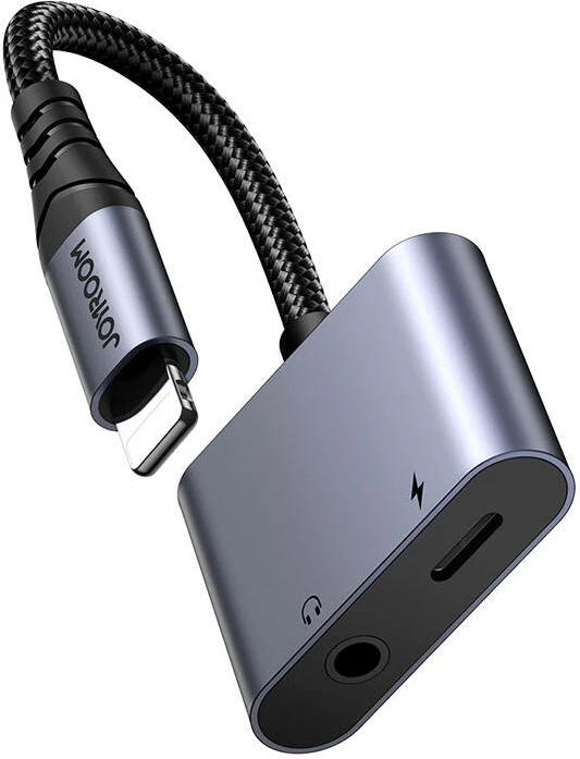 Avdio adapter 2-v-1 Lightning na 3,5 mm + Lightning Joyroom SY-L01, srebrn