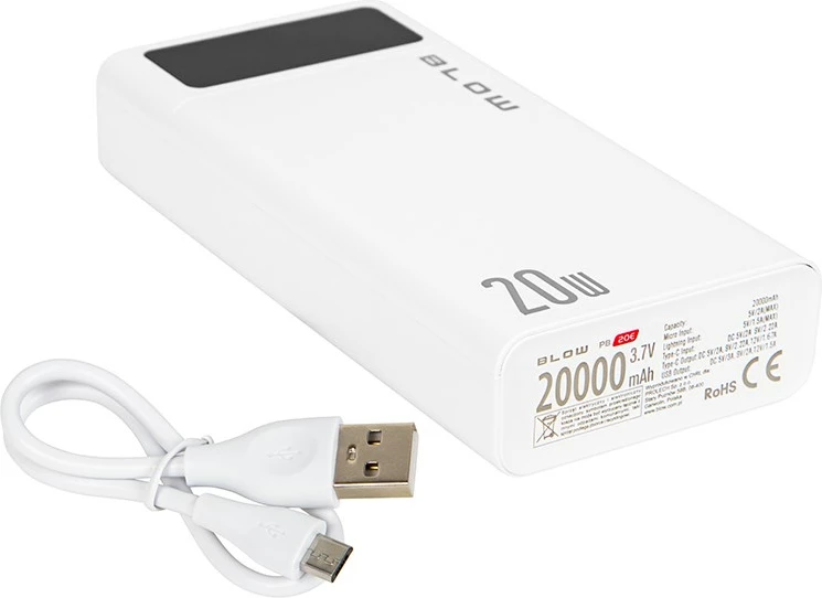 Powerbank 20000 mAh, QC+PD 20W, bel BLOW PB20E