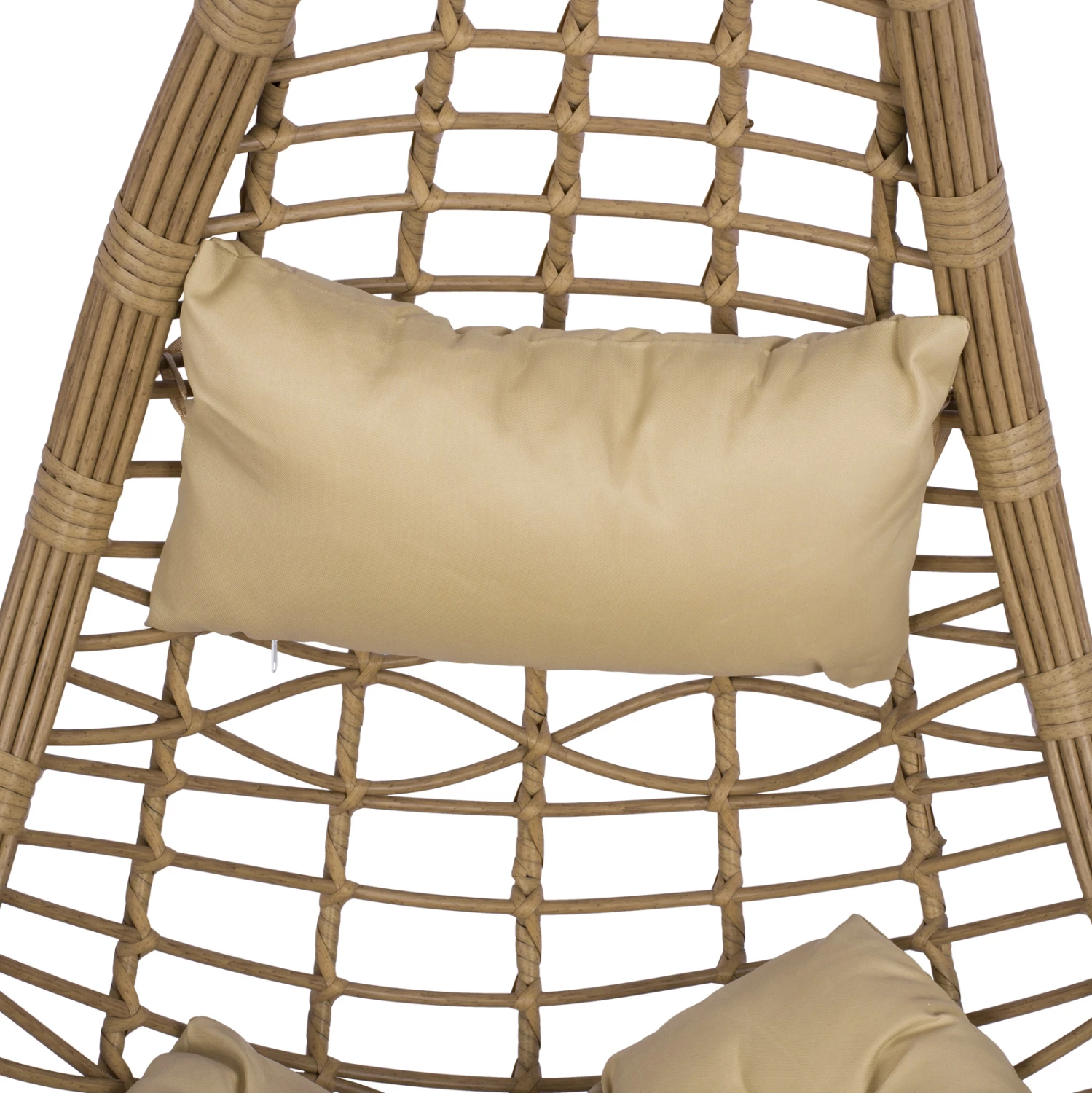 Viseče gnezdo LUCIA FH5676.01 iz bež ratana in blazin - črna kovina Φ95Χ195Hcm