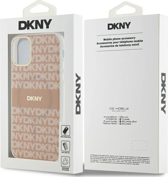 Zaščitni ovitek za iPhone 11/XR, DKNY IML Mono & Stripe MagSafe, roza