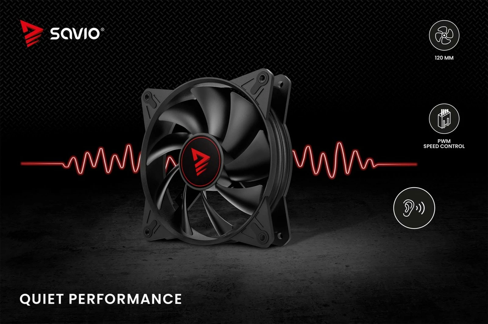 Ventilator za ohišje Savio BLADE X1, 120 mm, 4-pin PWM, črn